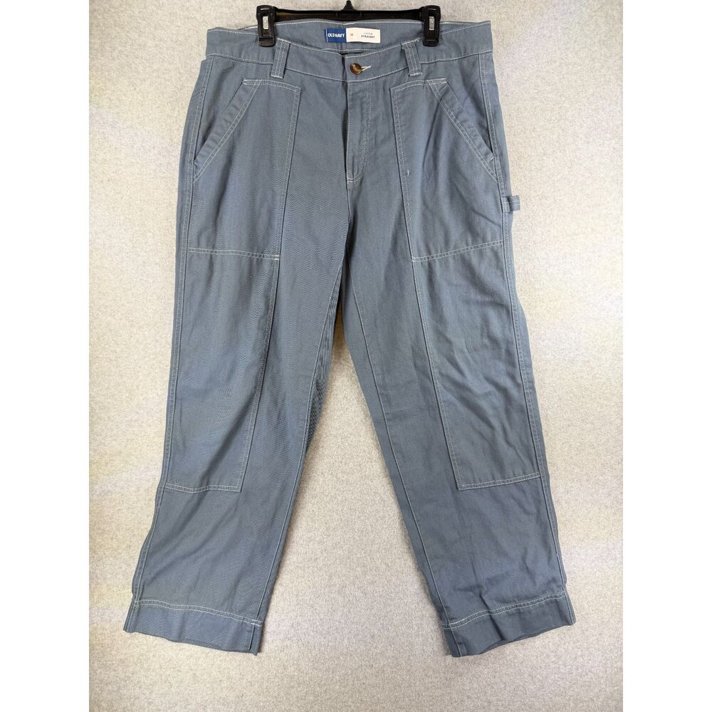 Old Navy Women’s 16 Blue High-Rise Straight Carpenter Utility Pants 3729